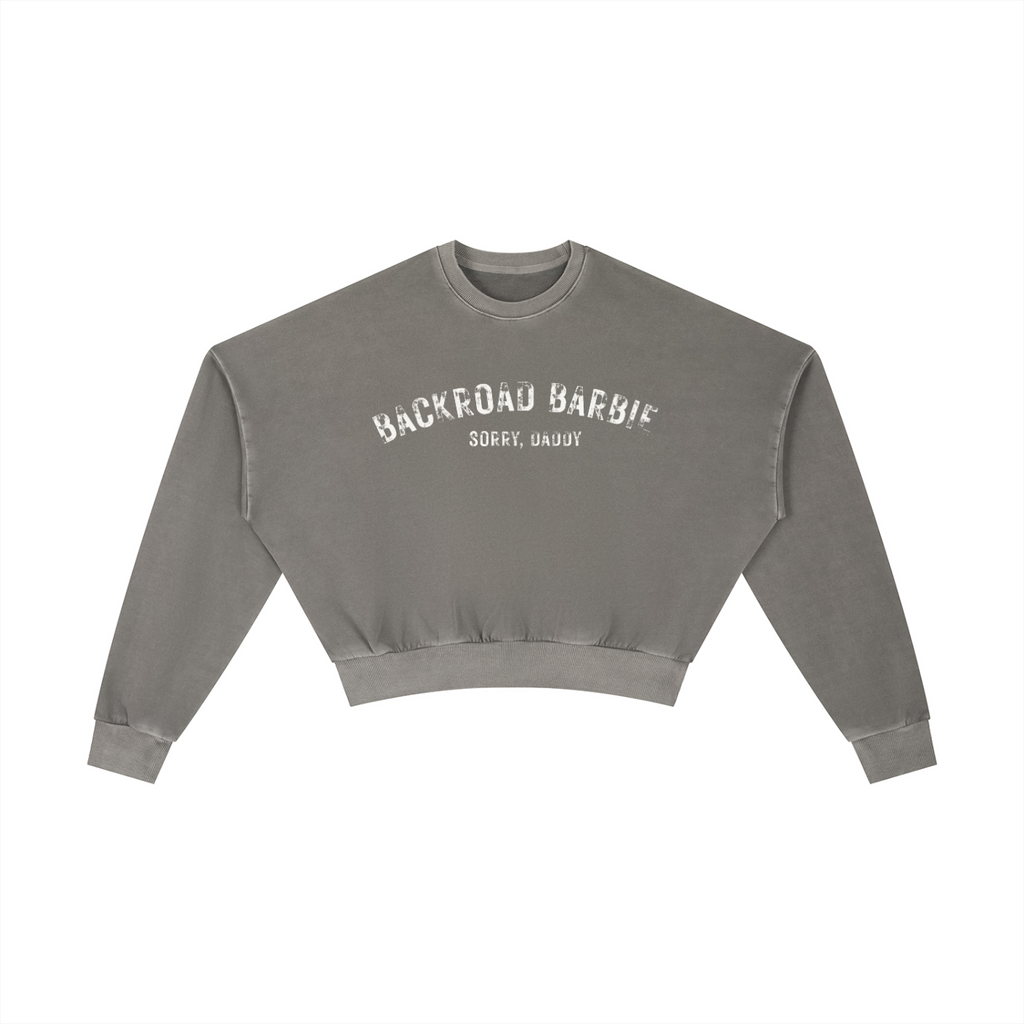 "Backroad Barbie" - Vintage Washed Cropped Sweatshirt