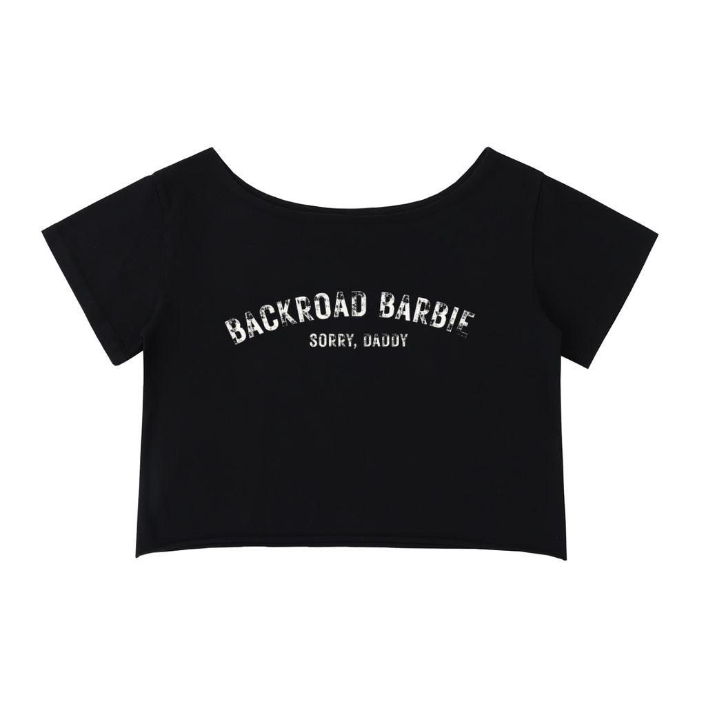 Off-Shoulder Rolled Hem Cotton T-Shirt