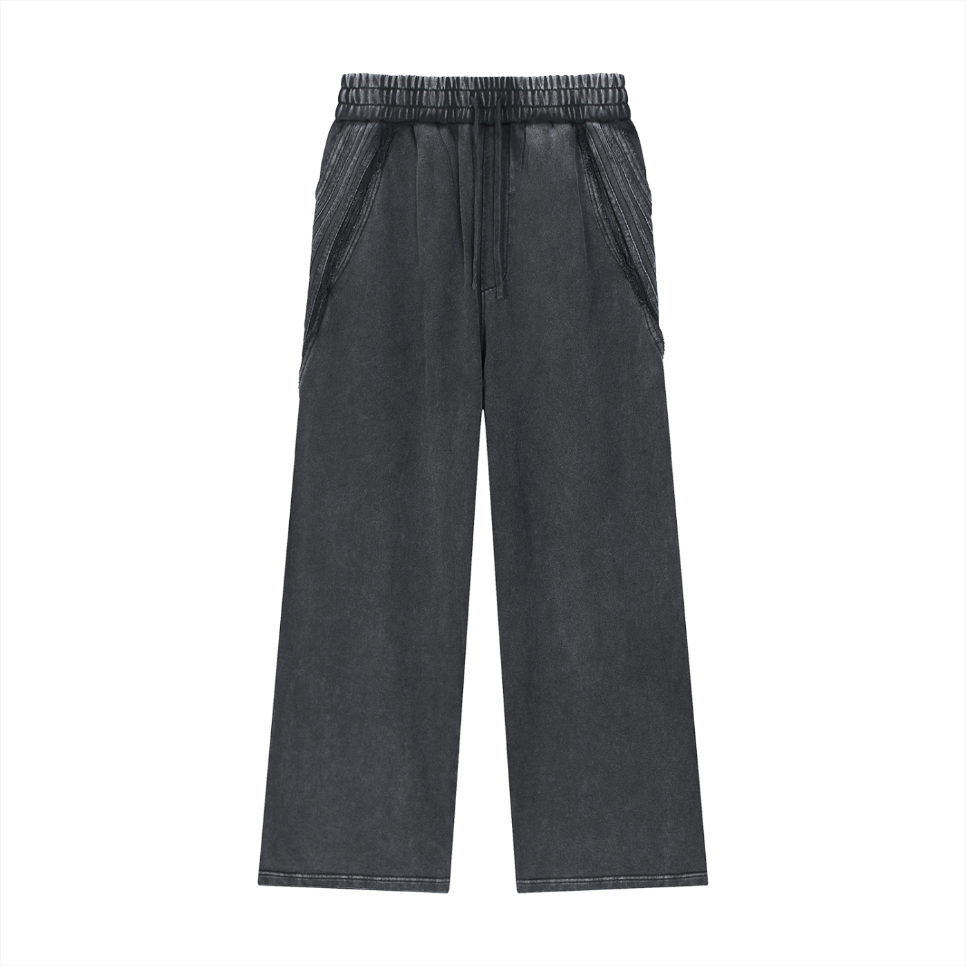 "No, Logo" - Snow Washed Tape Raw Edge Sweatpants