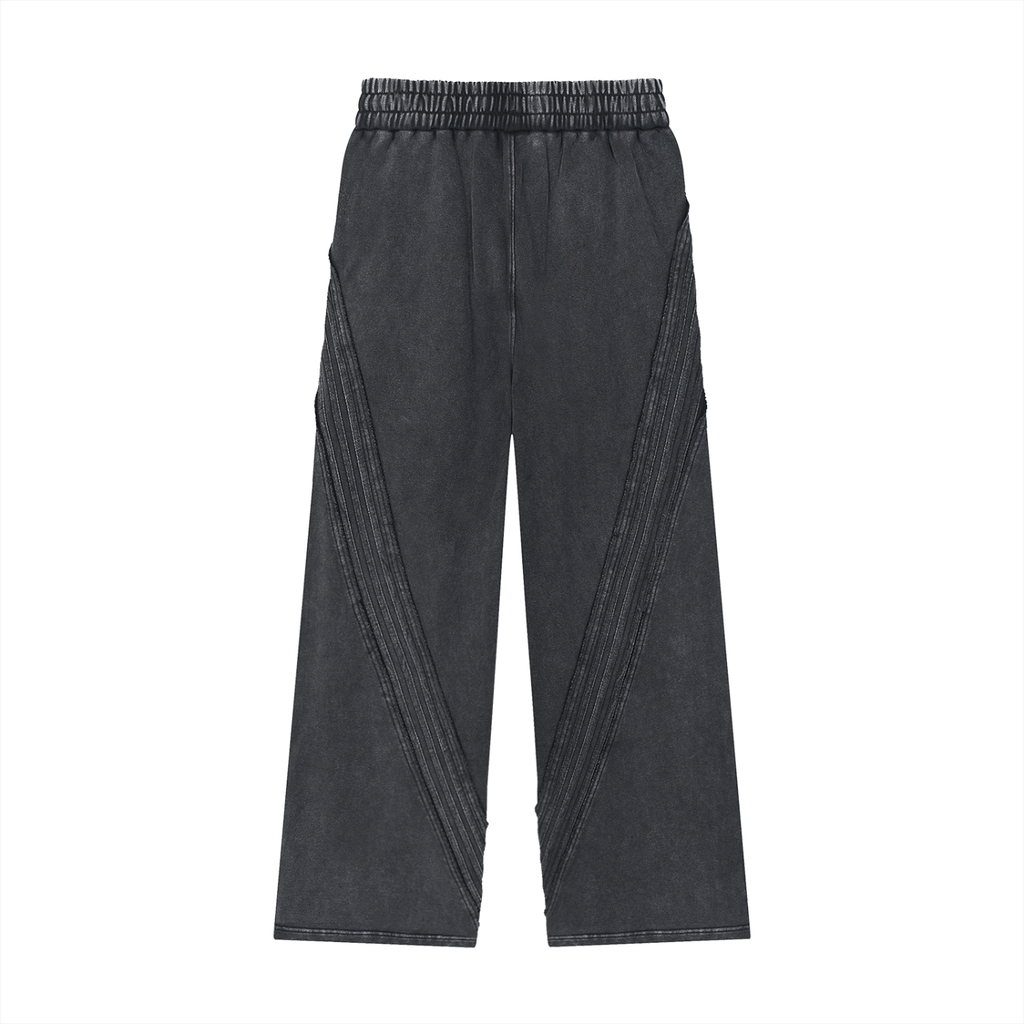 "No, Logo" - Snow Washed Tape Raw Edge Sweatpants
