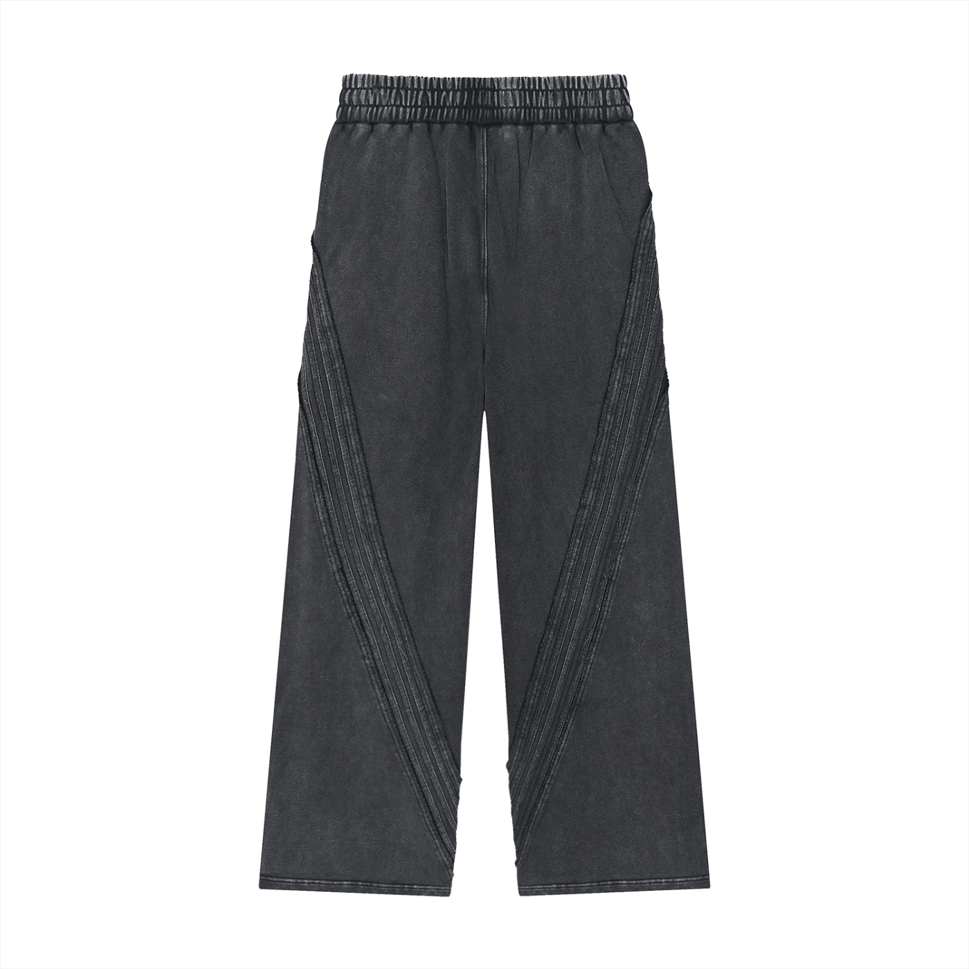 "No, Logo" - Snow Washed Tape Raw Edge Sweatpants